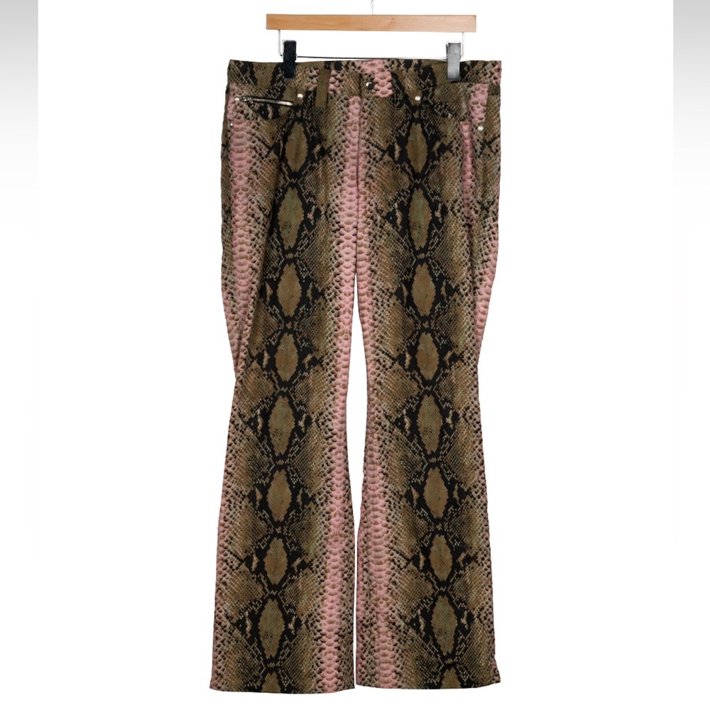 Bogner Pink & Brown Python Print Straight Leg Pan… - image 1